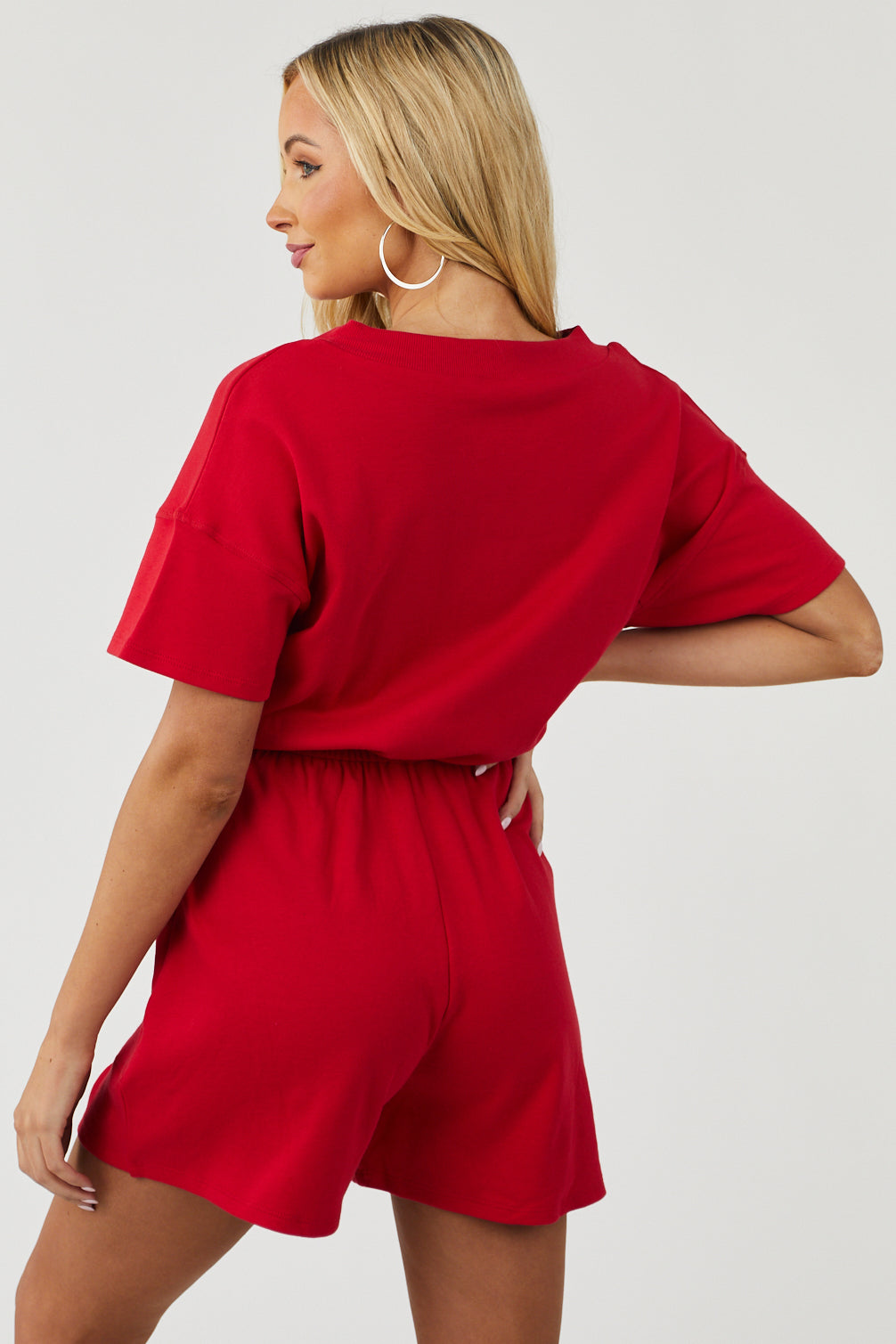 Ruby V Neck Knit Romper with Pockets