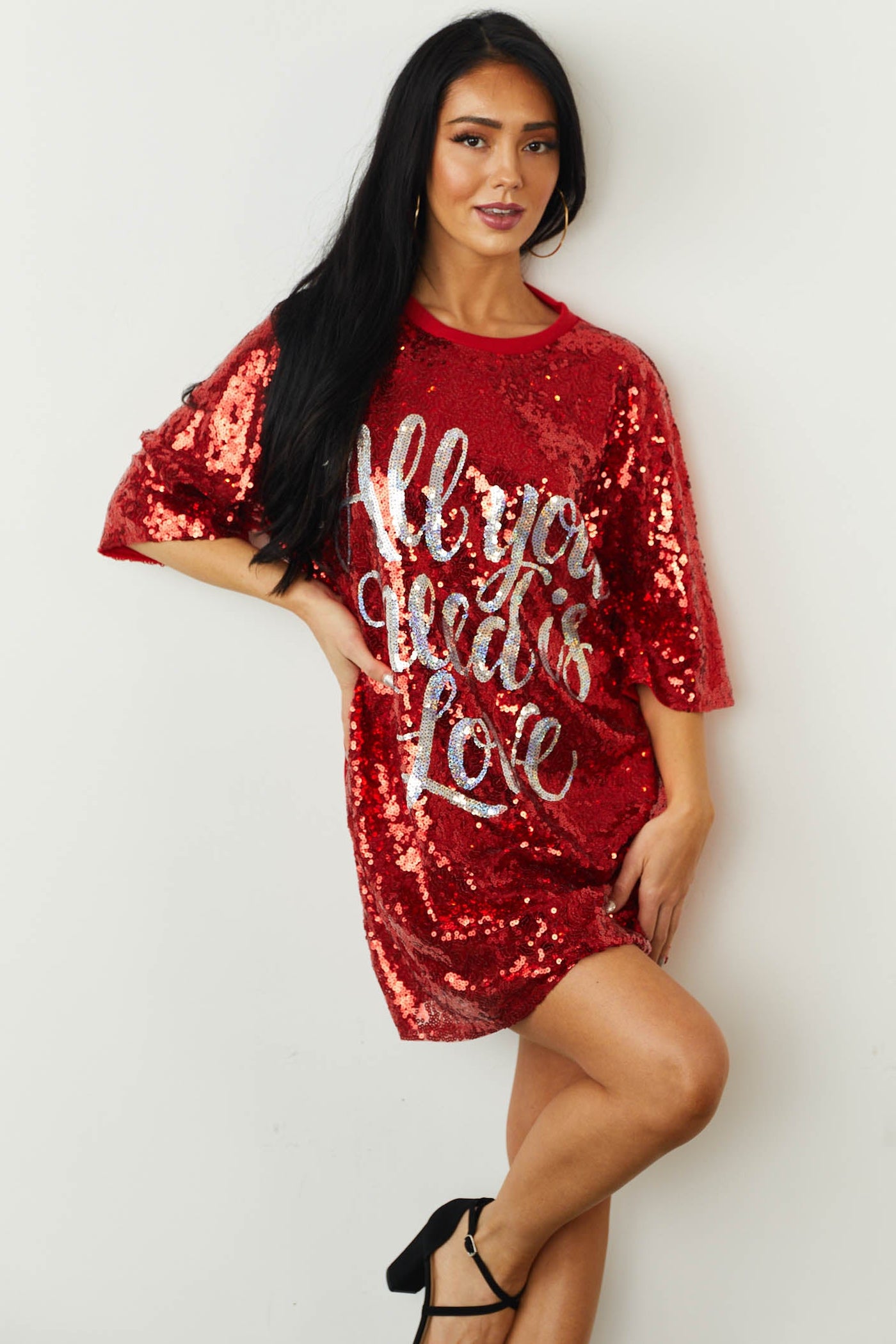 Ruby 'All You Need is Love' Sequin Tee Shirt Dress