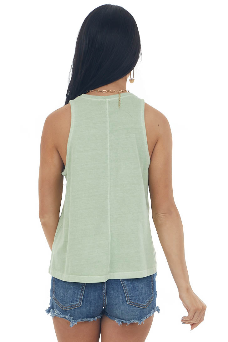 Sage Crew Neck A Line Knit Tank Top