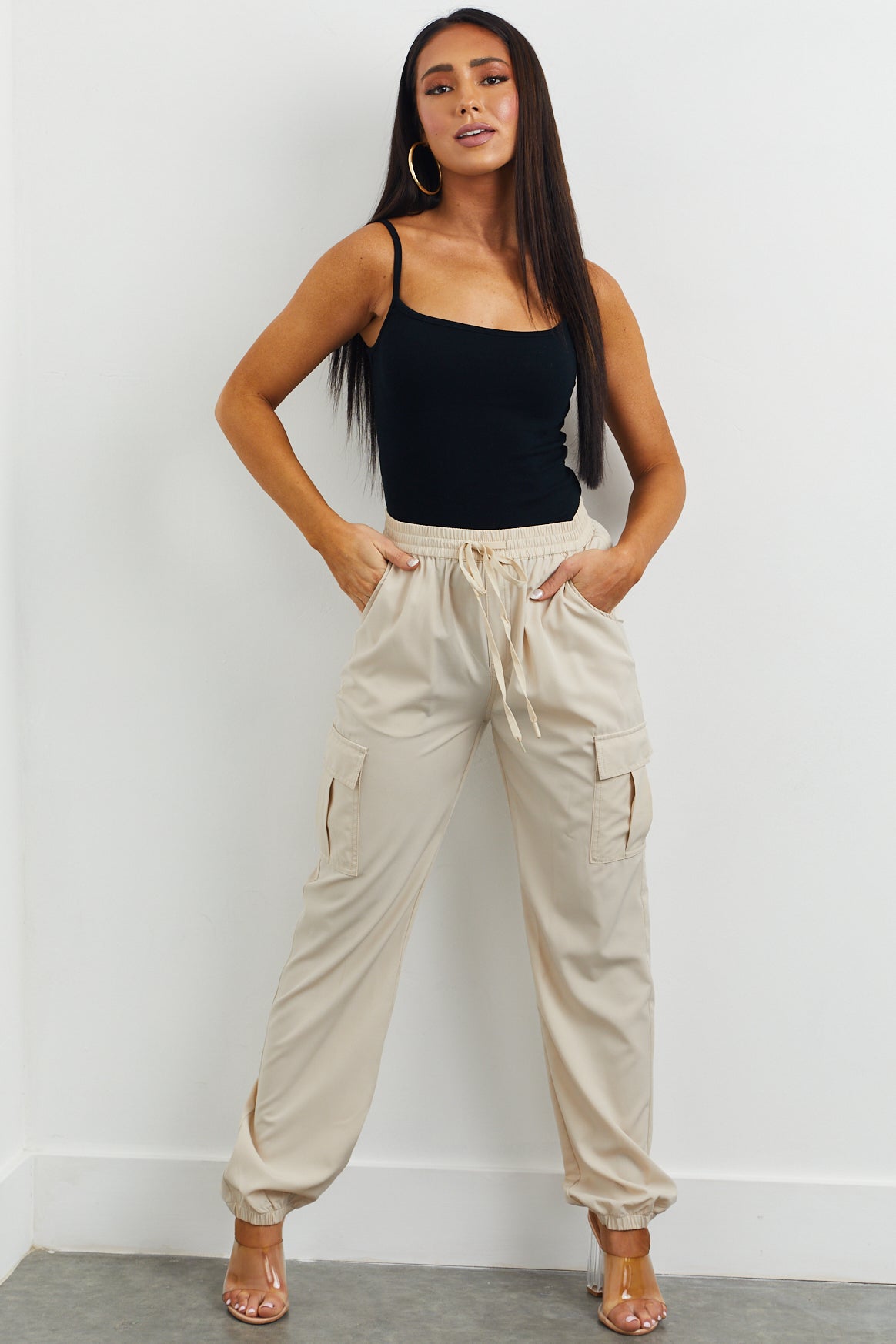 Sand Drawstring Cargo Joggers