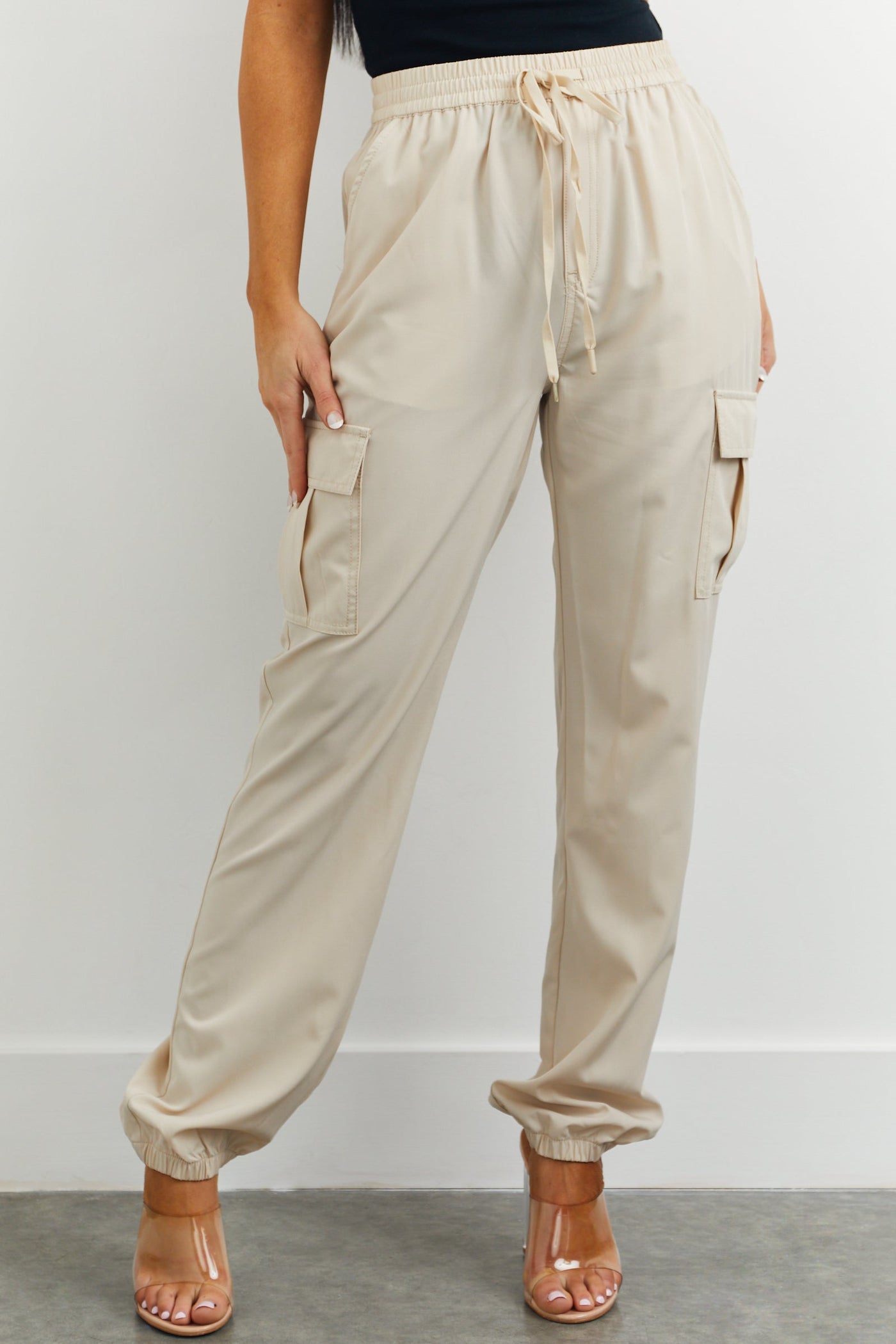 Sand Drawstring Cargo Joggers