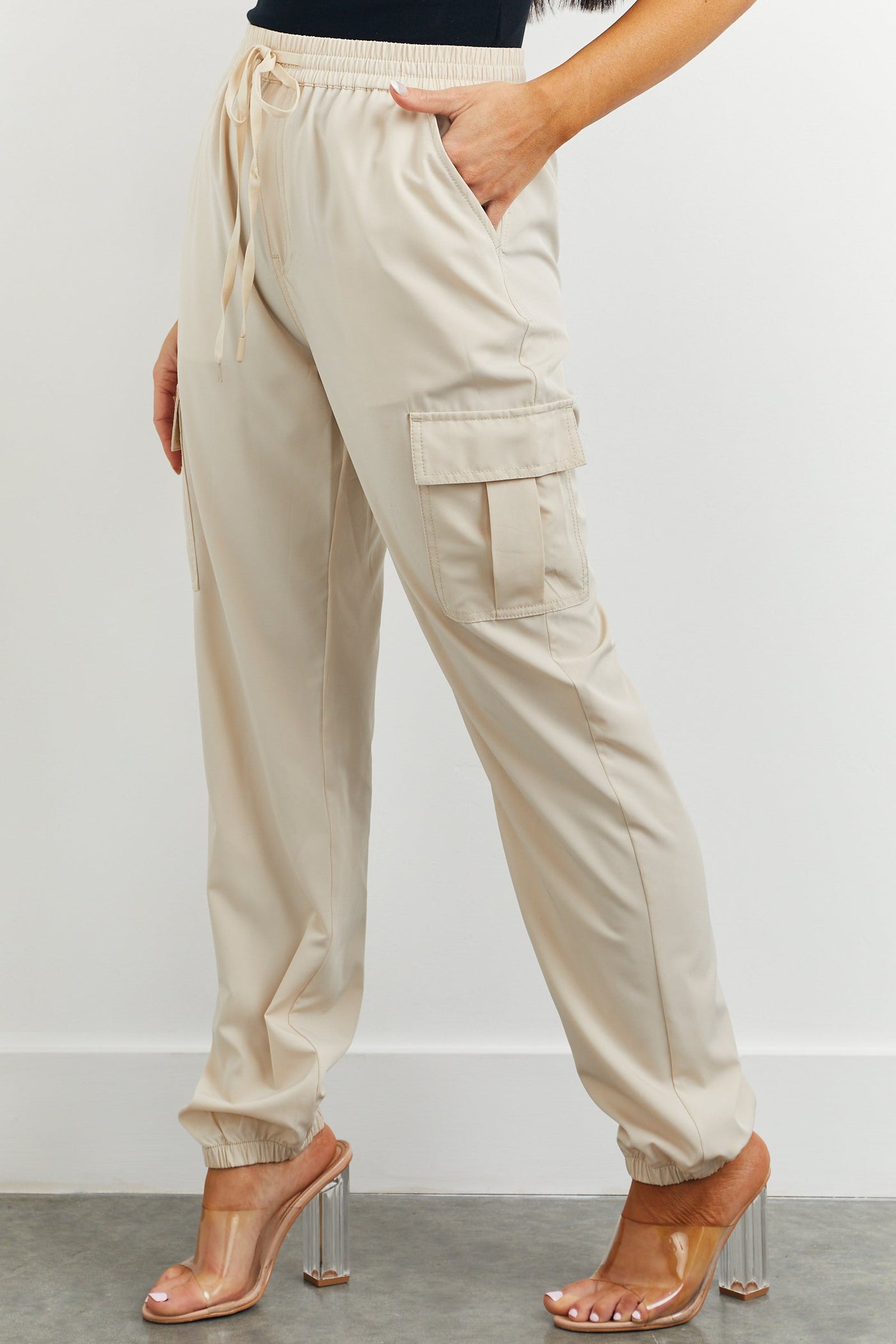 Sand Drawstring Cargo Joggers
