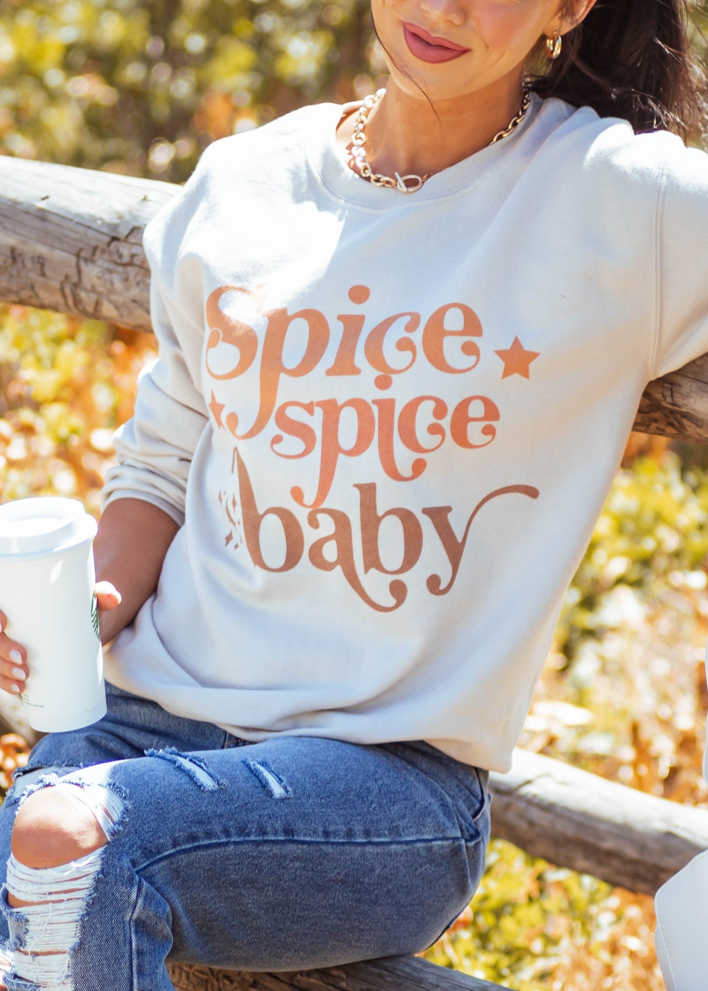 Sand 'Spice Spice Baby' Graphic Sweatshirt