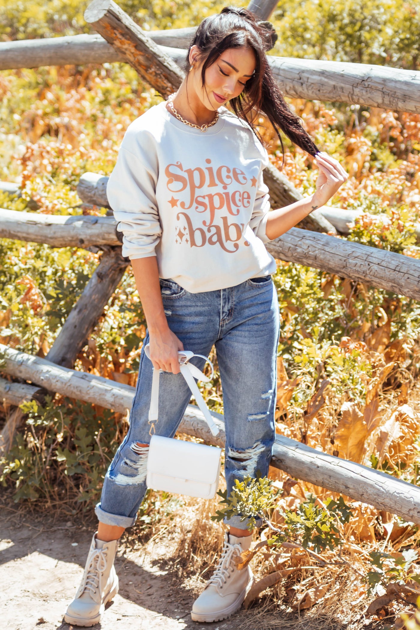 Sand 'Spice Spice Baby' Graphic Sweatshirt