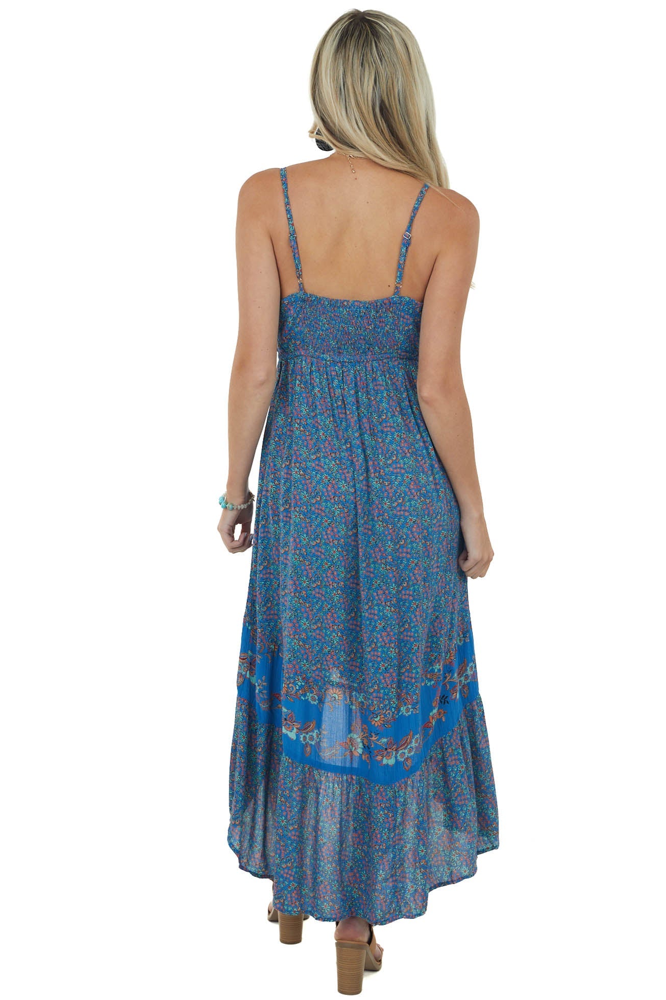 Sapphire High Low Floral Sleeveless Maxi Dress