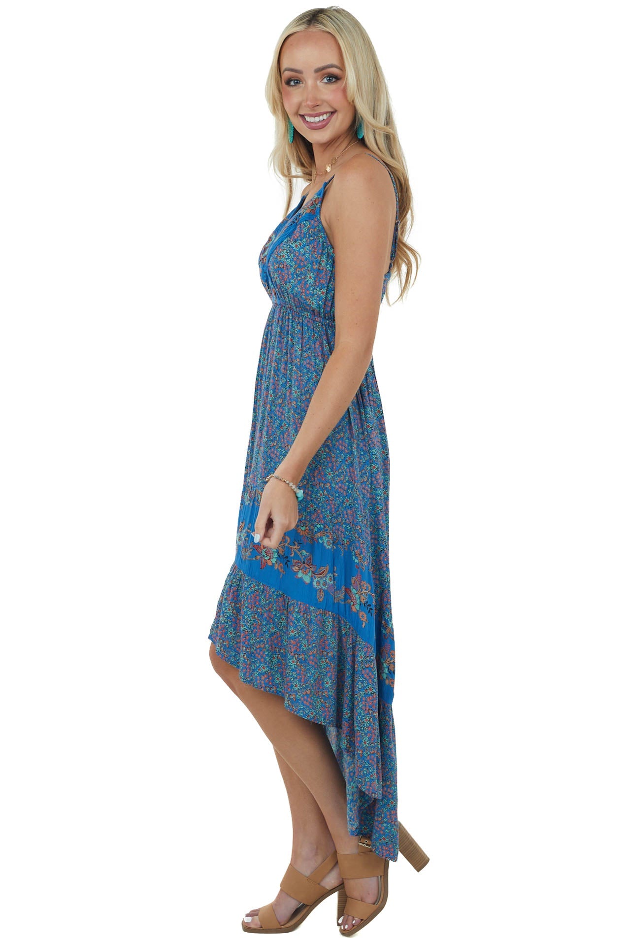 Sapphire High Low Floral Sleeveless Maxi Dress
