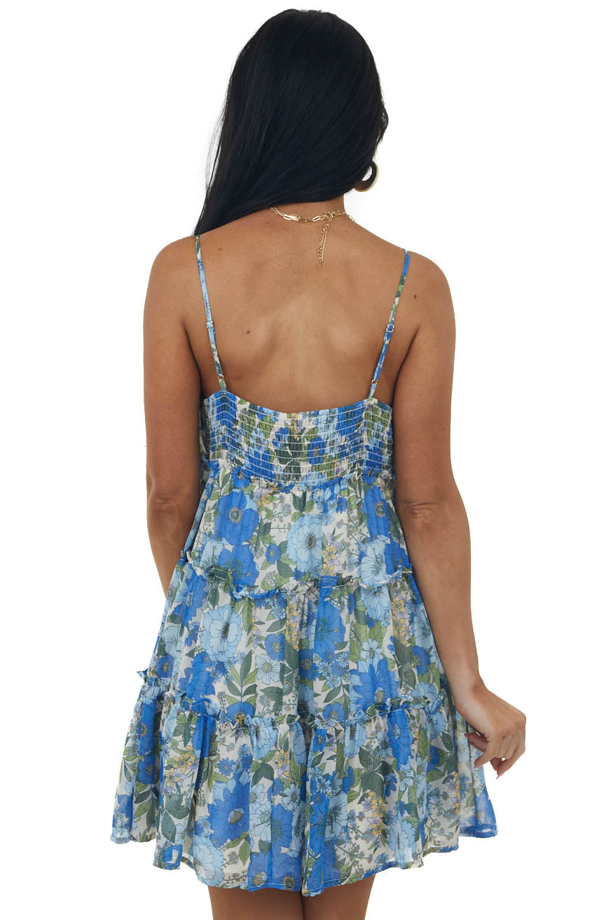 Sapphire Multi Floral Tiered Cami Mini Dress