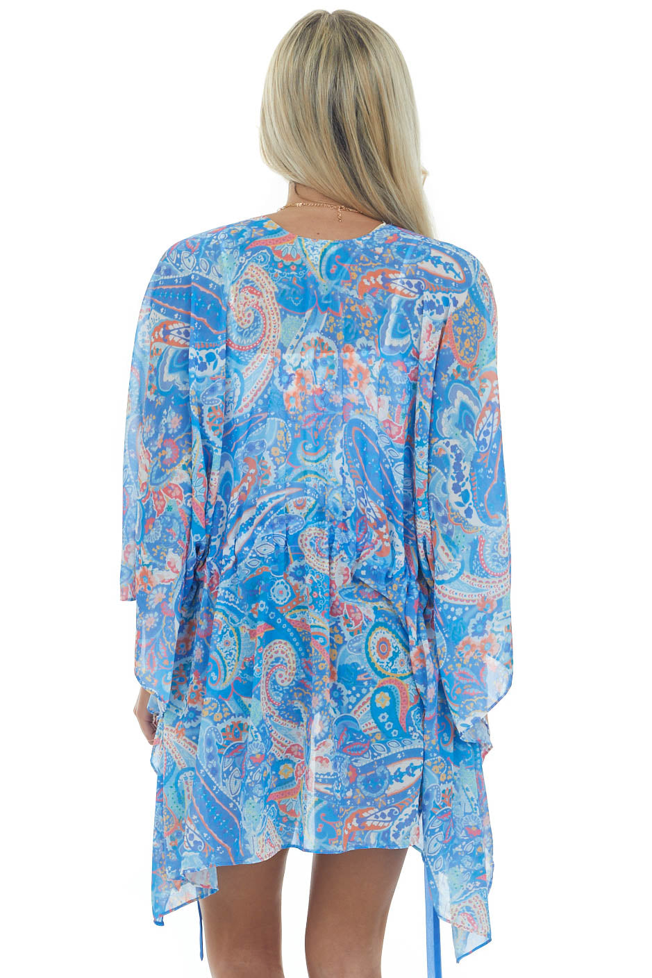 Sapphire Paisley Print Waist Tie Detail Kimono