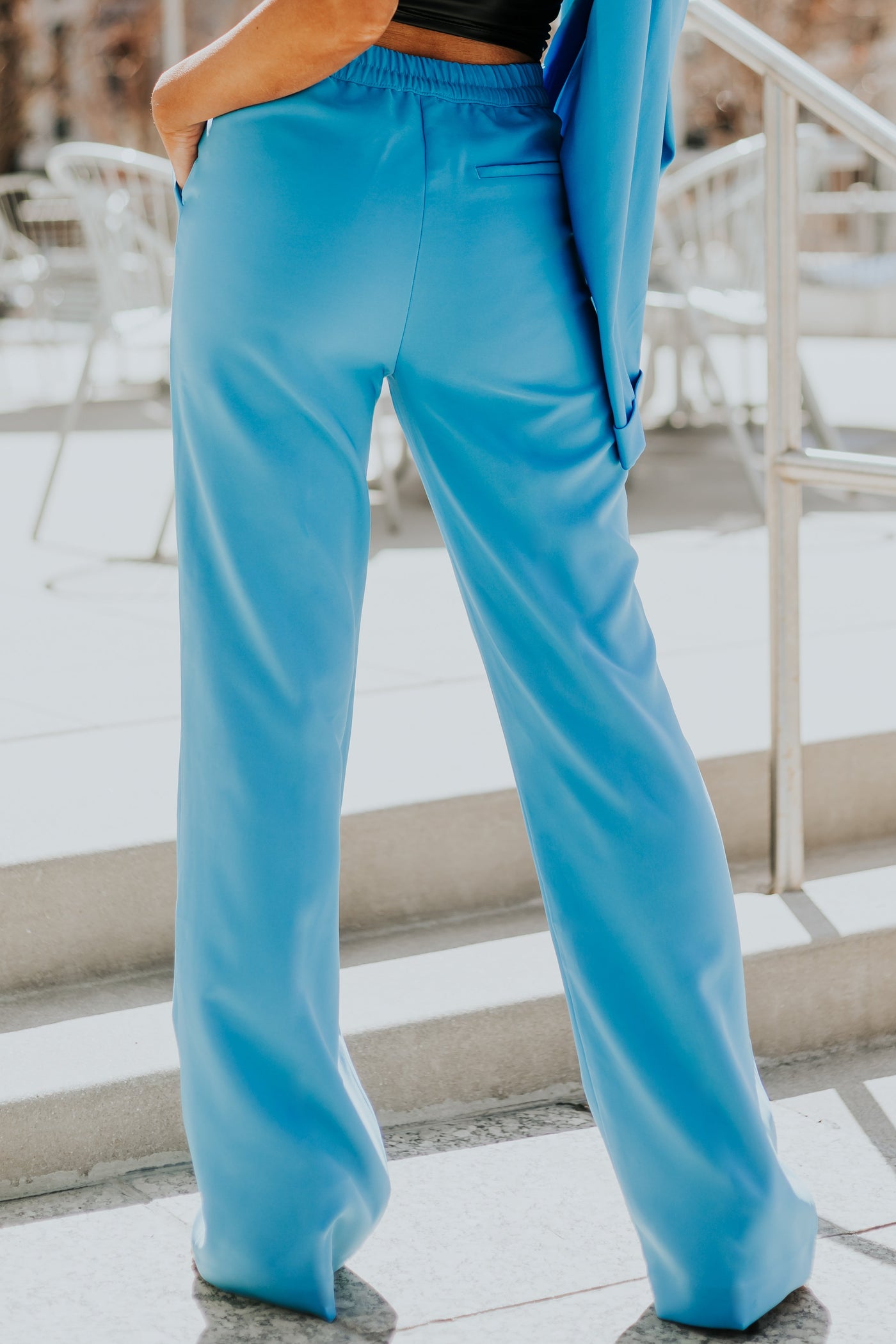 Sapphire Wide Leg Elastic Waist Woven Pants