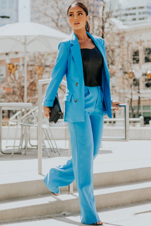 Sapphire Wide Leg Elastic Waist Woven Pants