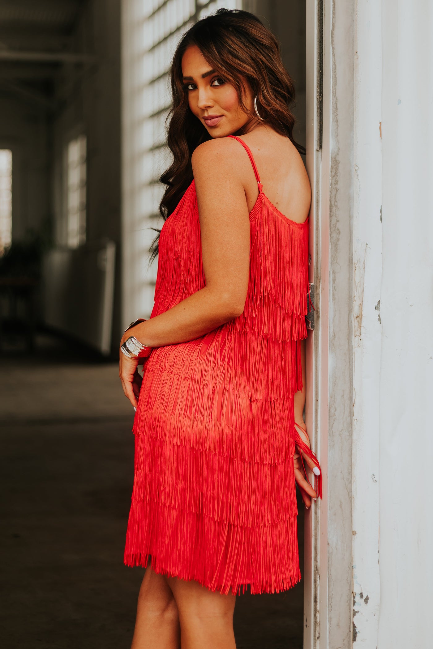 Scarlet Layered Fringe Sleeveless Short Dress