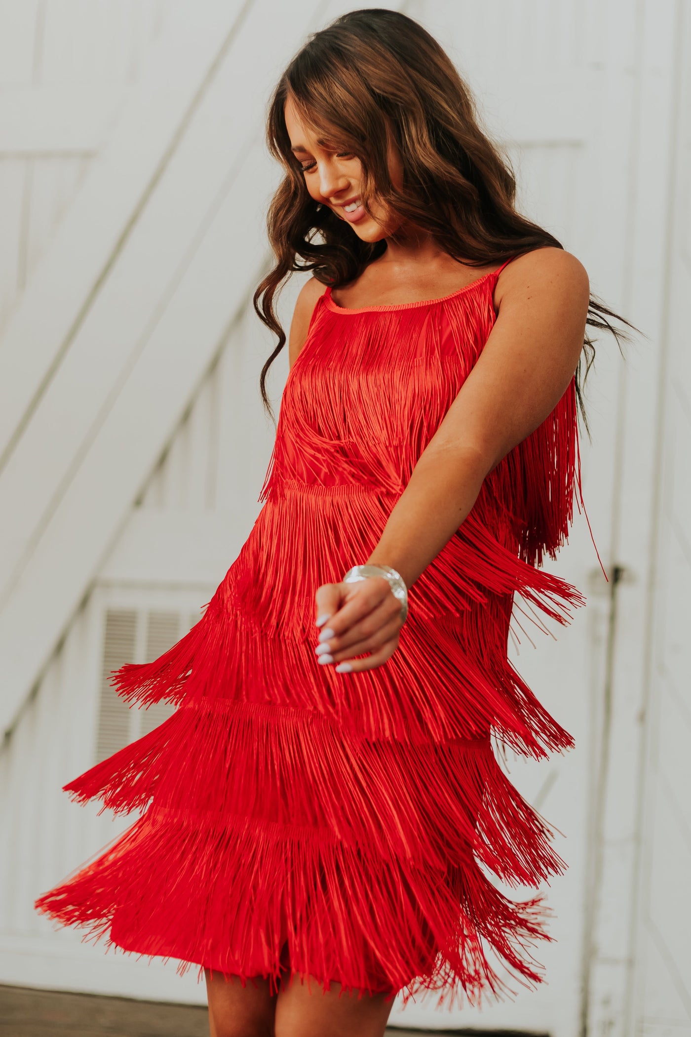 Scarlet Layered Fringe Sleeveless Short Dress