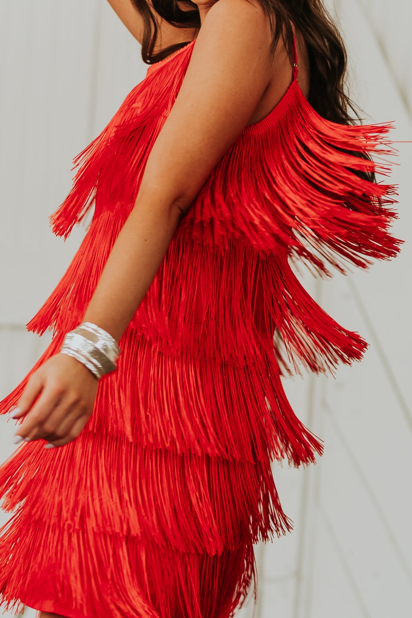 Scarlet Layered Fringe Sleeveless Short Dress