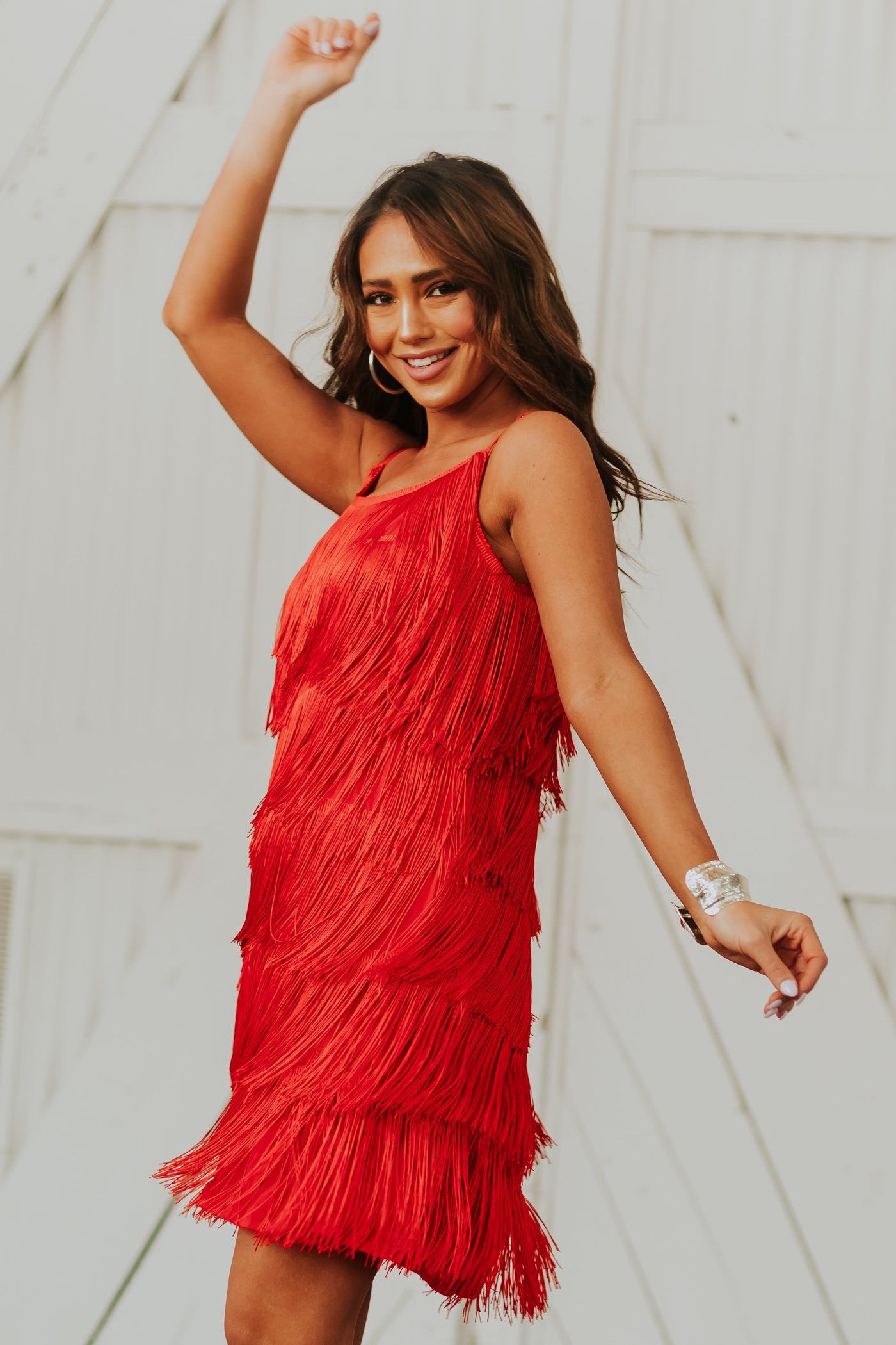 Scarlet Layered Fringe Sleeveless Short Dress