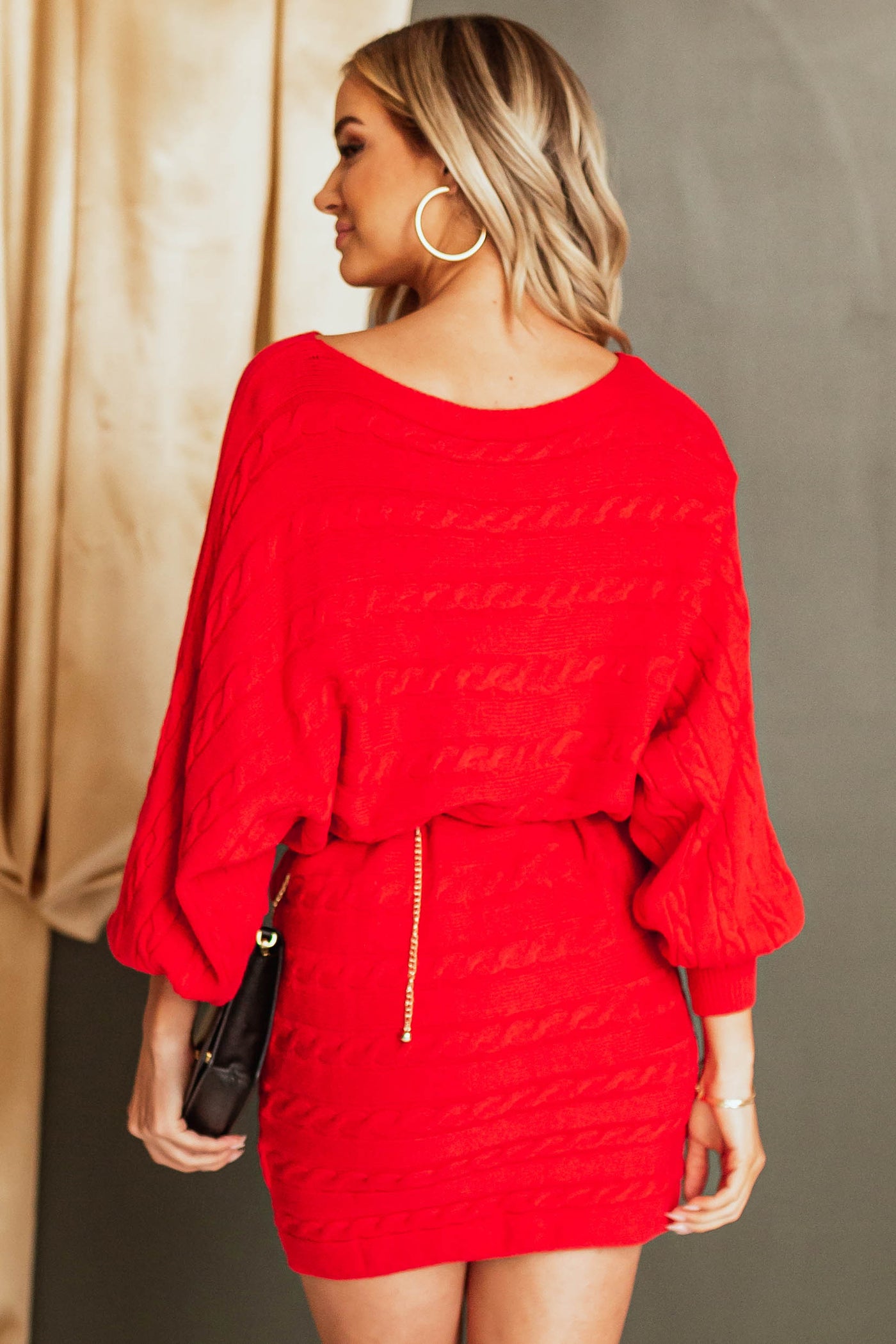 Scarlet Off Shoulder Long Sleeve Sweater Dress