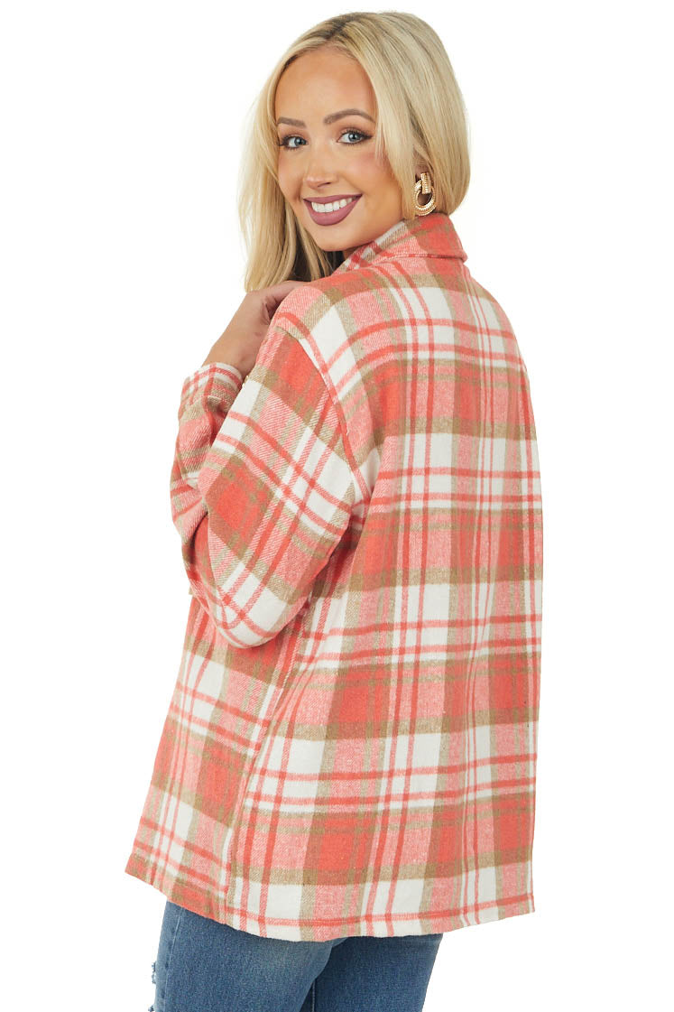 Scarlett Plaid Brushed Button Down Shirt Jacket