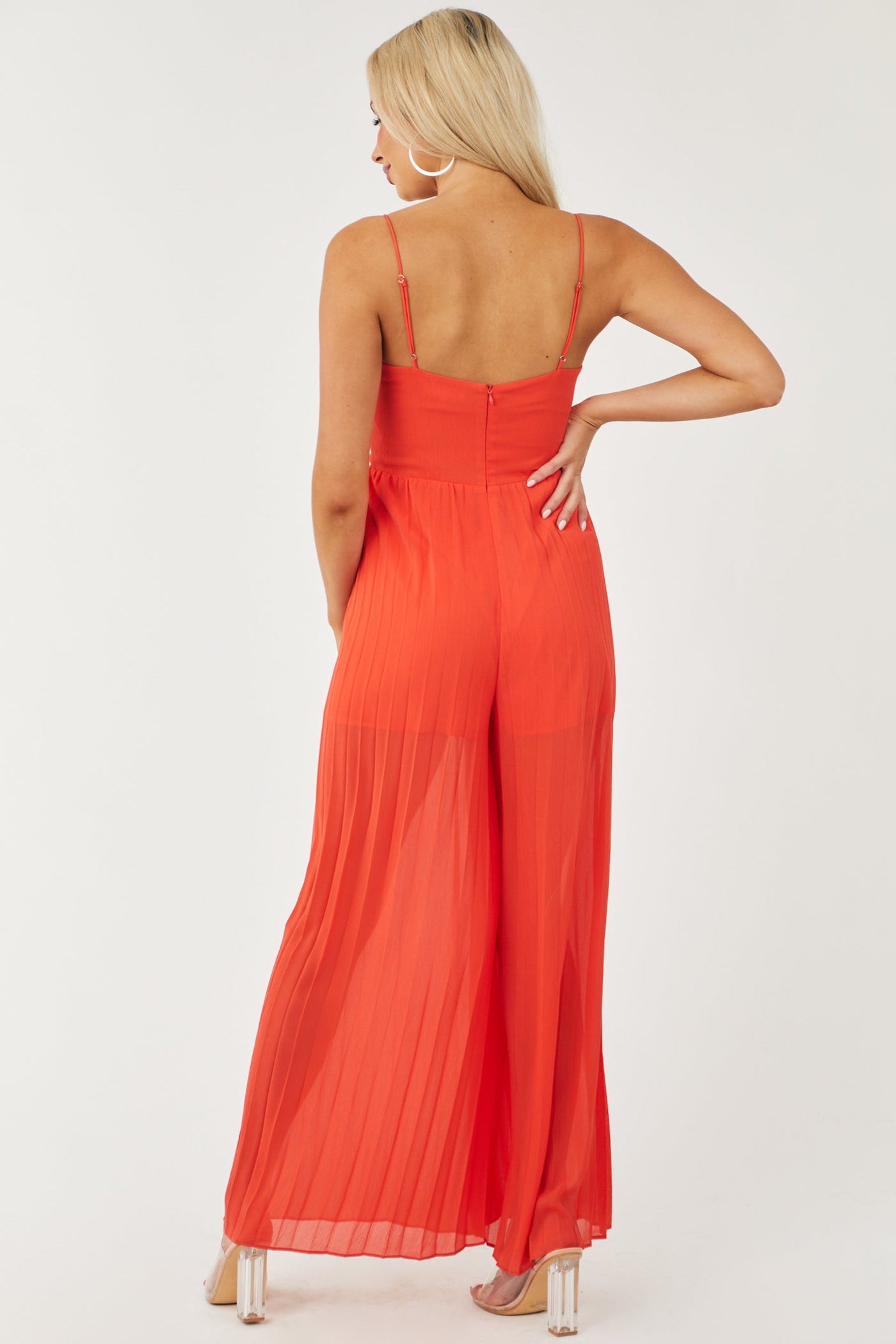 Scarlet Sleeveless Pleated Wide Leg Jumpsuit