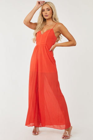 Scarlet Sleeveless Pleated Wide Leg Jumpsuit