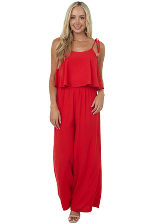 Scarlett Sleeveless Shoulder Tie Woven Jumpsuit