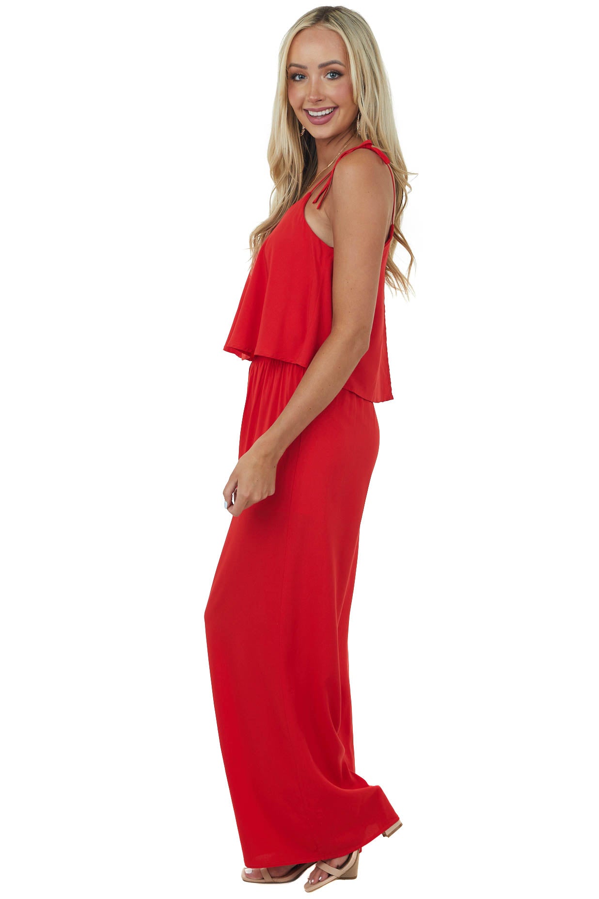 Scarlett Sleeveless Shoulder Tie Woven Jumpsuit