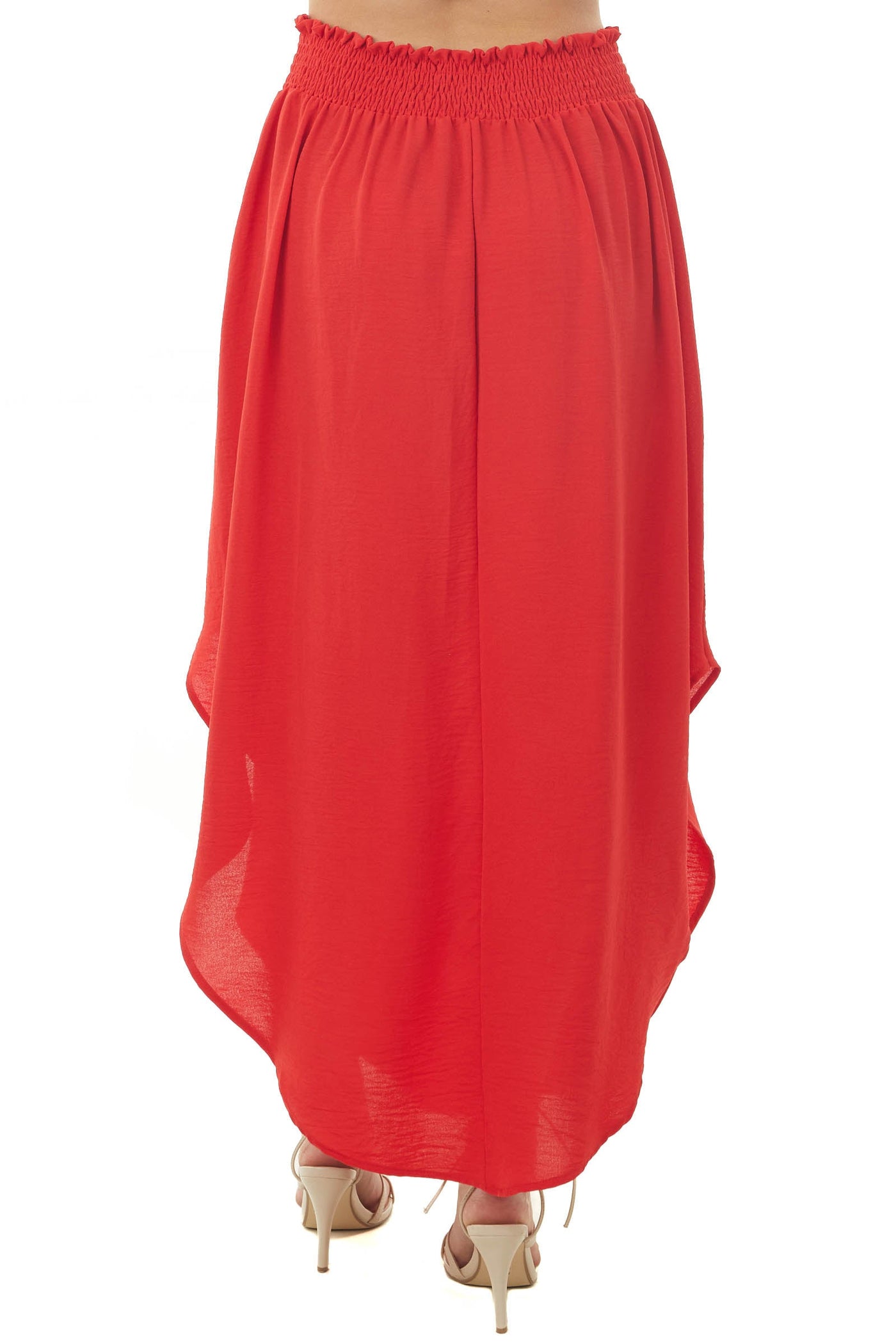 Scarlet Smocked Waist Maxi Skirt with Curved Hem