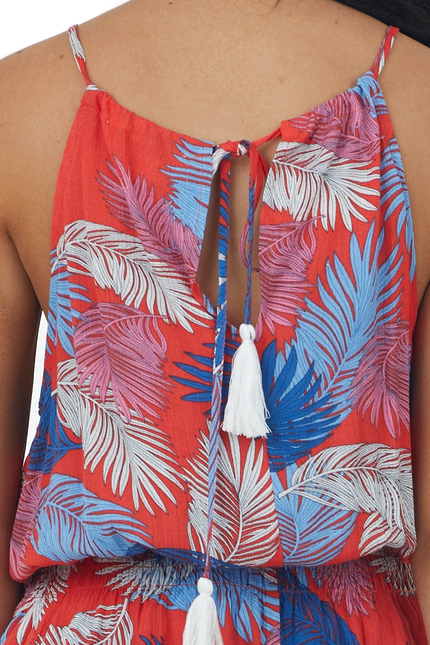 Scarlet Tropical Halter Neck Peplum Blouse