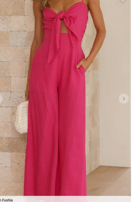 Magenta Front Tie Wide Leg Woven Jumpsuit