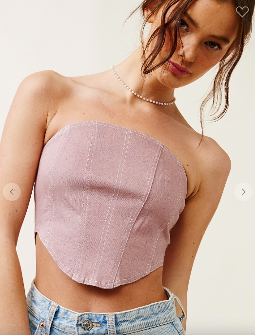 Nude Contrast Stitch Strapless Corset Top