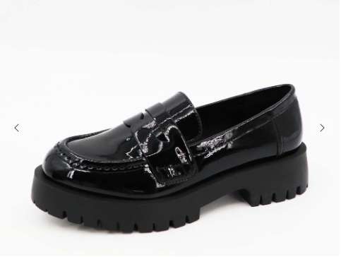 Black Treaded Sole Platform Penny Loafers