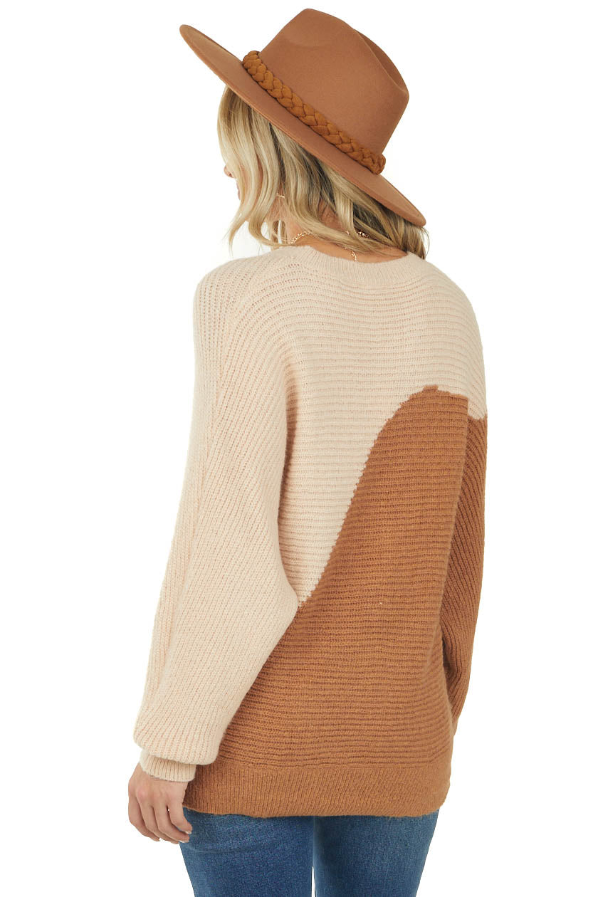 Sepia Colorblock Dolman Sleeve Knit Sweater