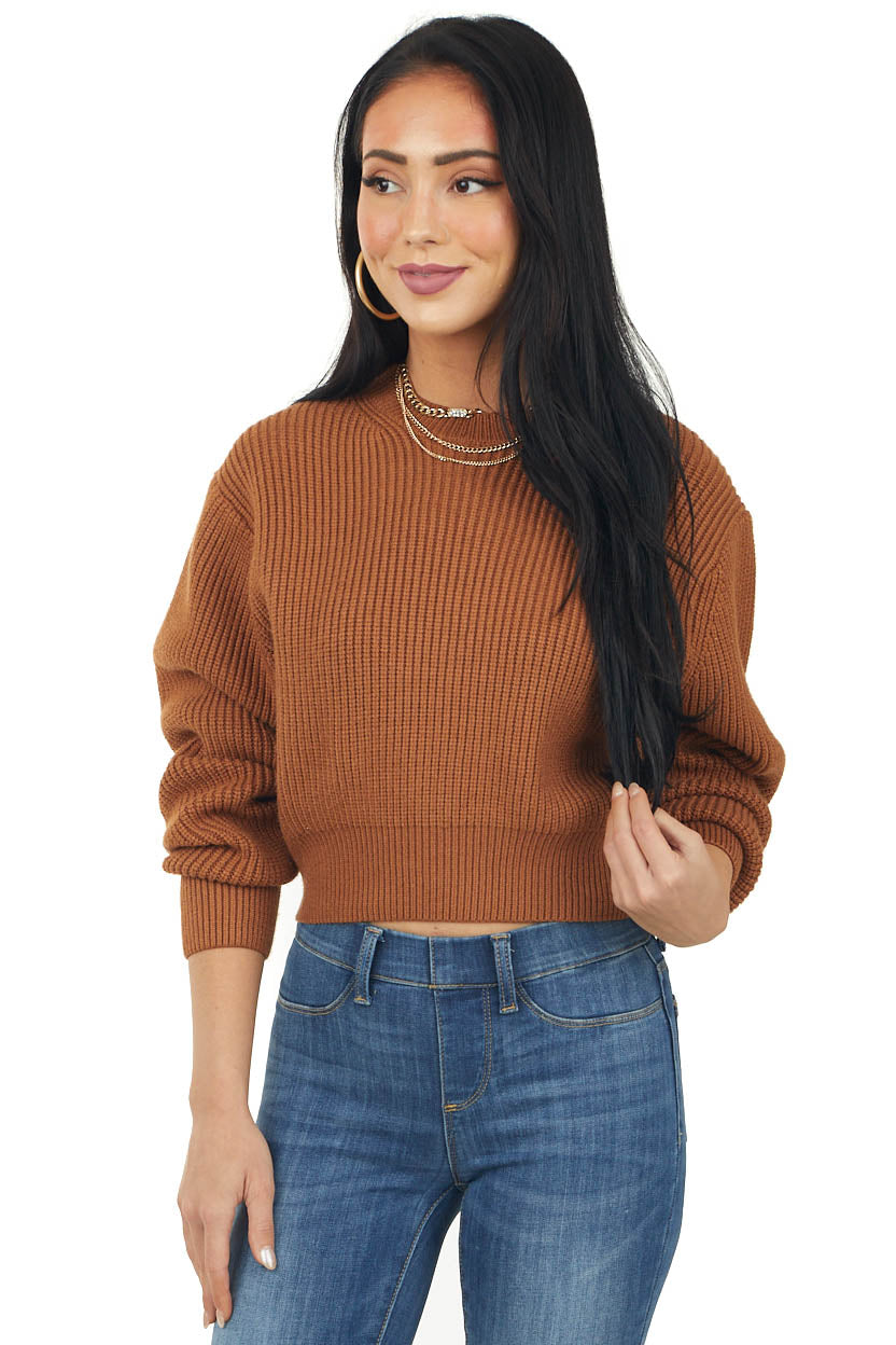 Sepia Thick Ribbed Cropped Sweater Top