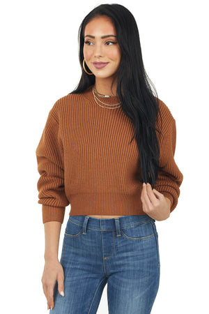 Sepia Thick Ribbed Cropped Sweater Top