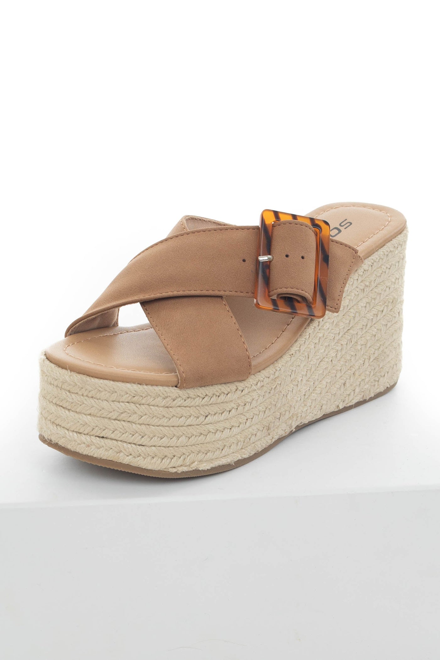 Sepia Buckle Strap Espadrille Platform Wedges