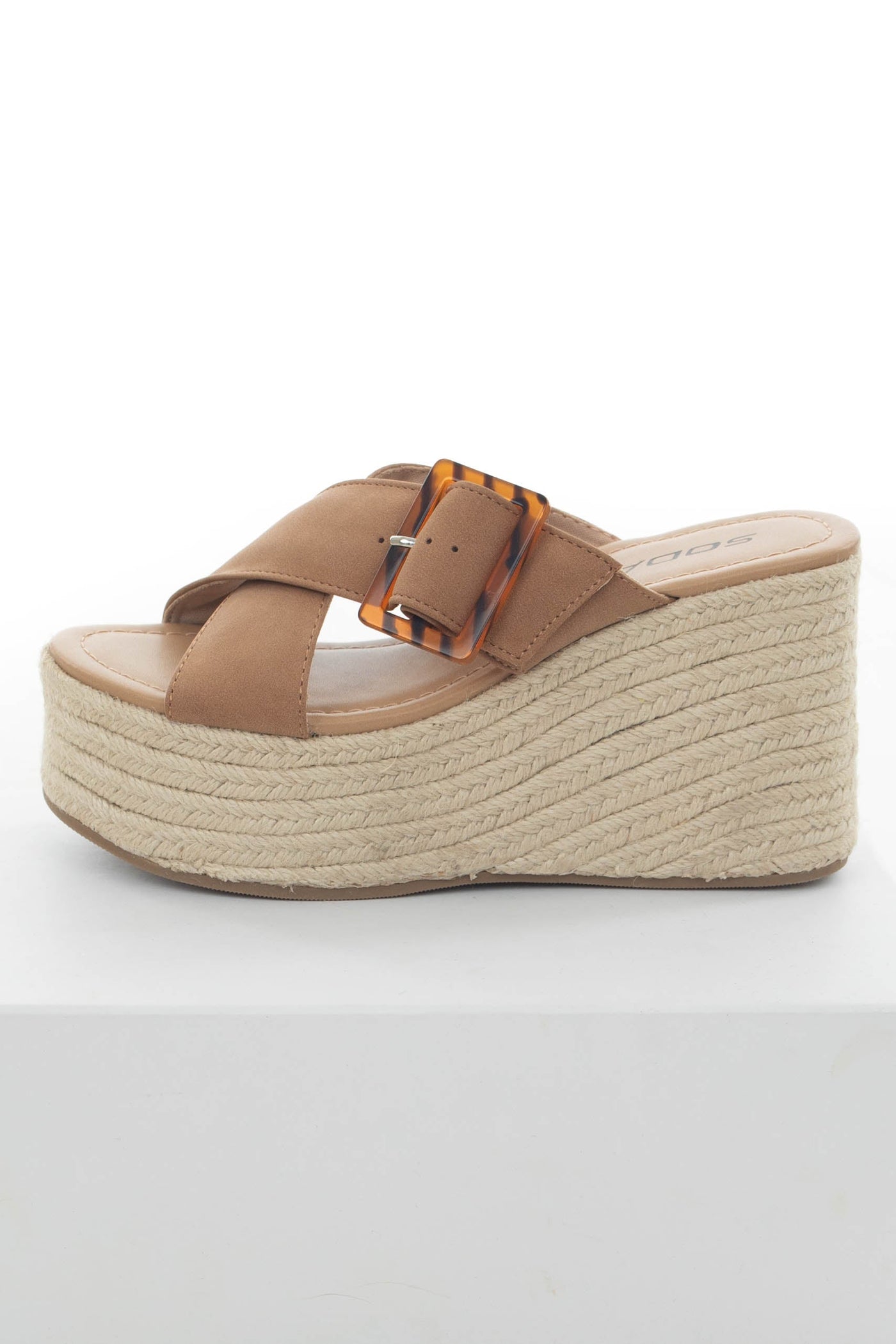 Sepia Buckle Strap Espadrille Platform Wedges