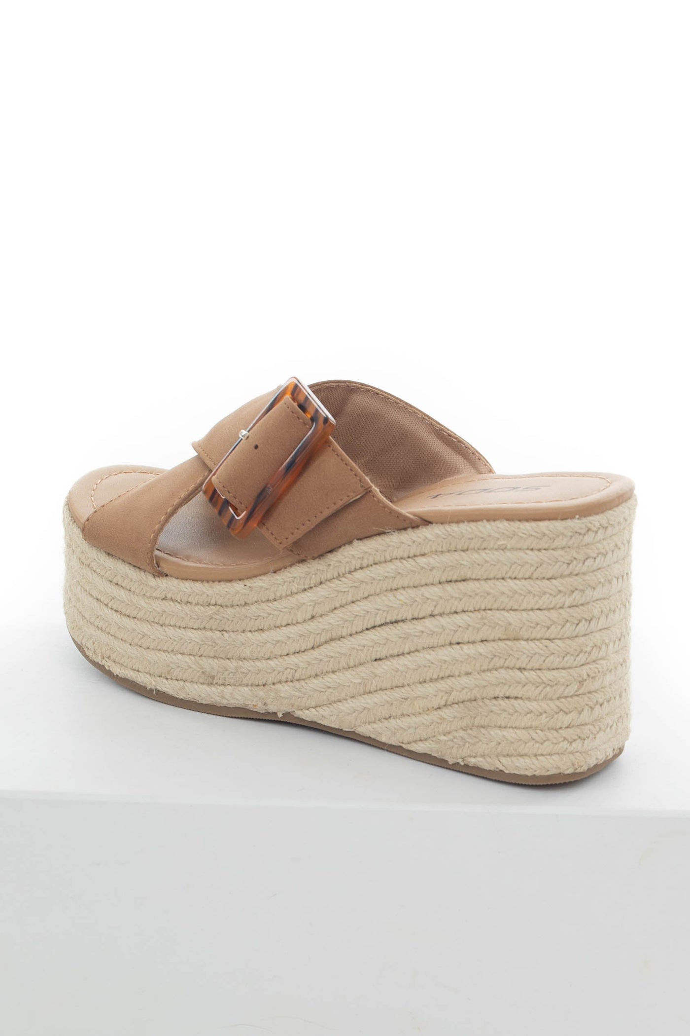 Sepia Buckle Strap Espadrille Platform Wedges