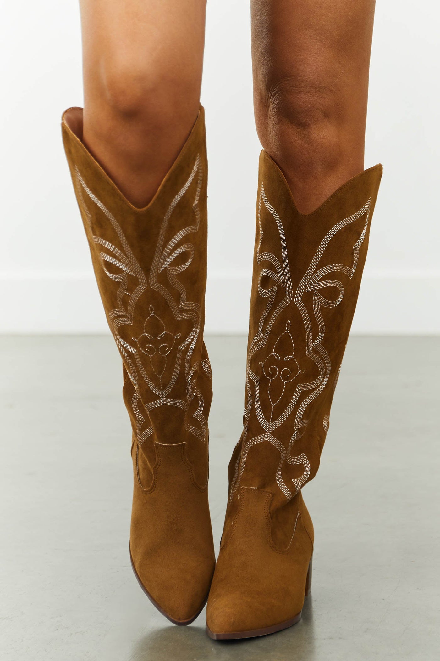 Sepia Pointed Toe Knee High Western Boots