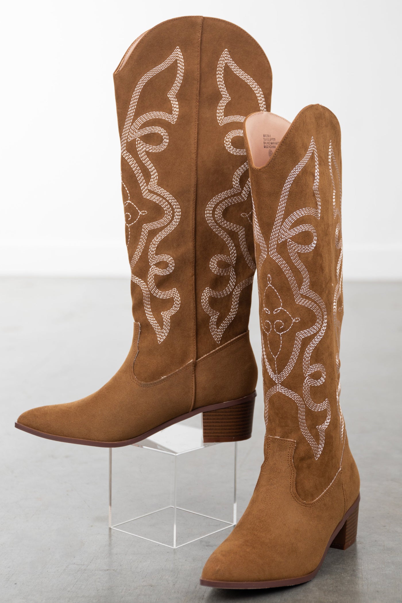 Sepia Pointed Toe Knee High Western Boots