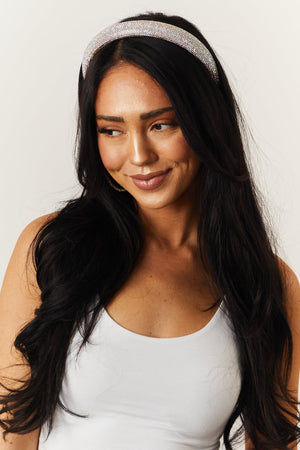 Silver Iridescent Rhinestone Plush Headband