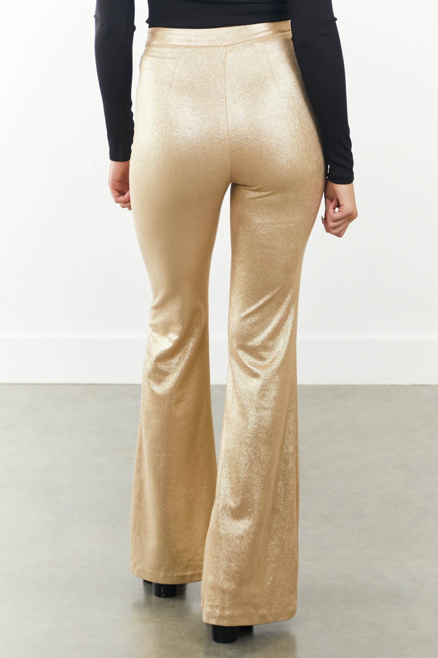 Sparkly Gold Faux Leather Bell Bottoms