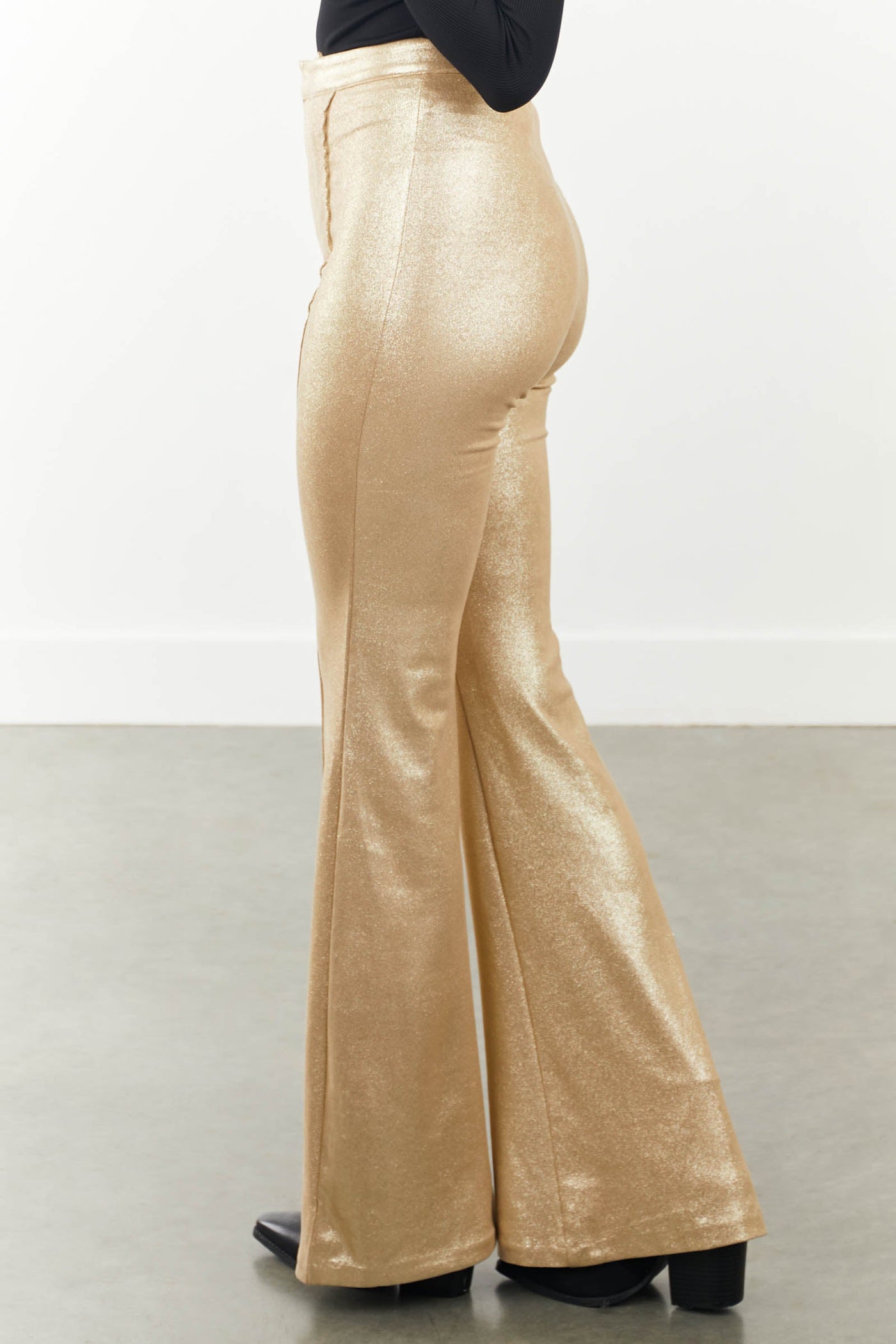 Sparkly Gold Faux Leather Bell Bottoms