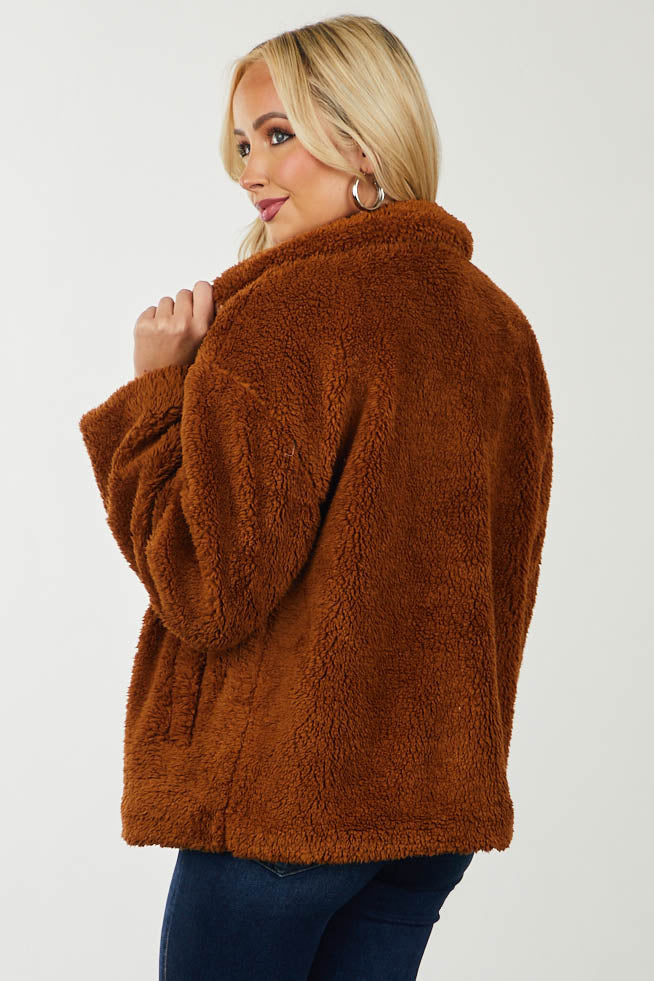 Spice Long Sleeve Zip Up Soft Sherpa Jacket