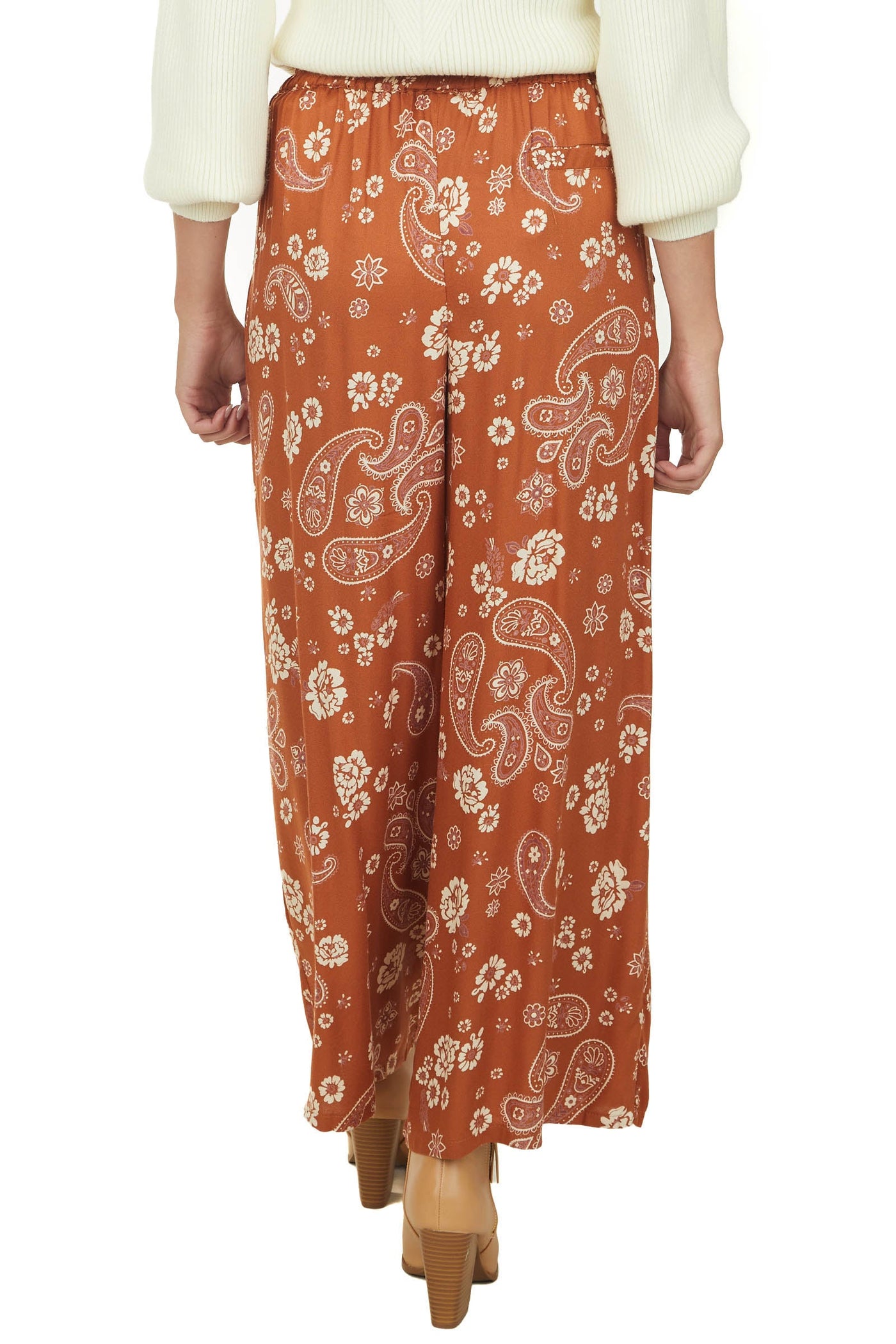 Spice Paisley Floral Print Wide Leg Pants