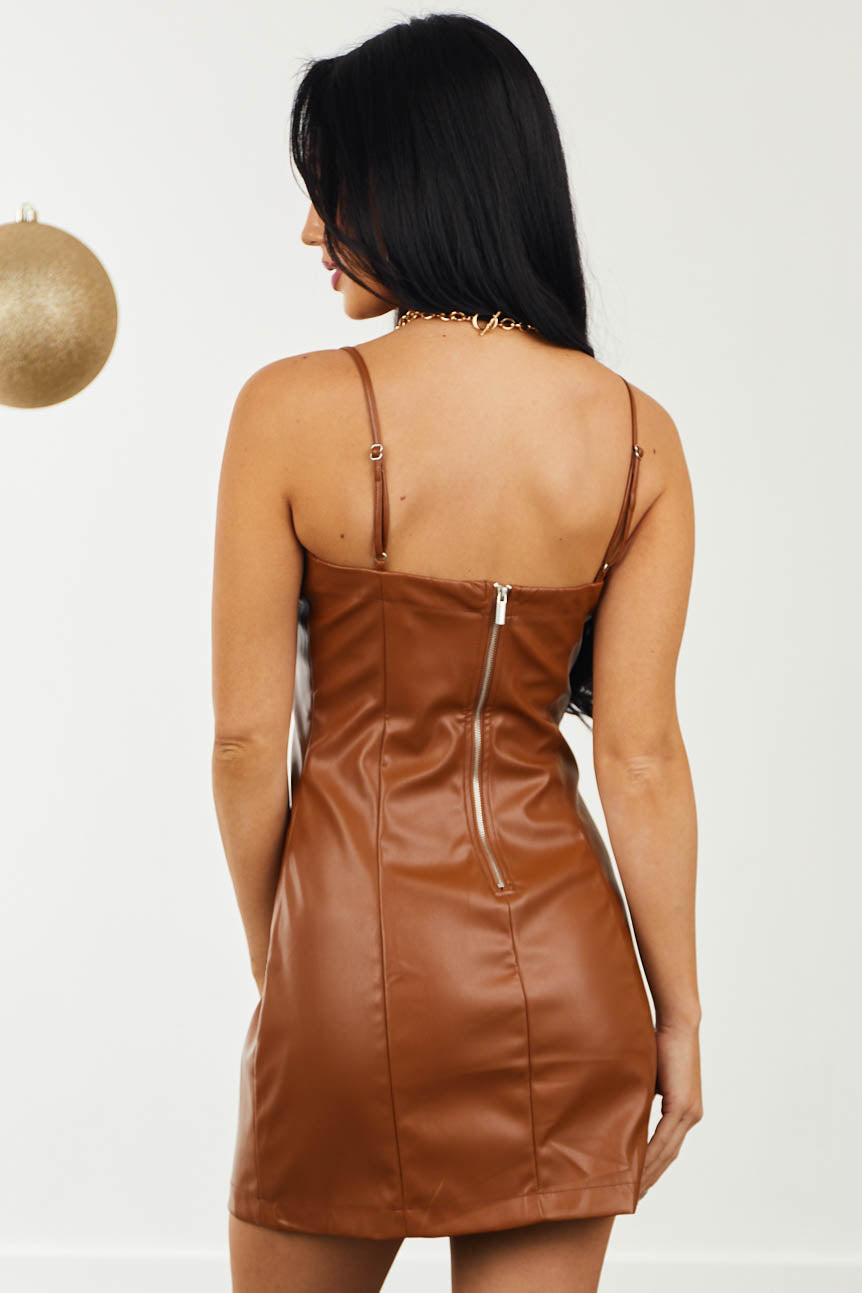 Spice Pleather Square Neck Sleeveless Dress