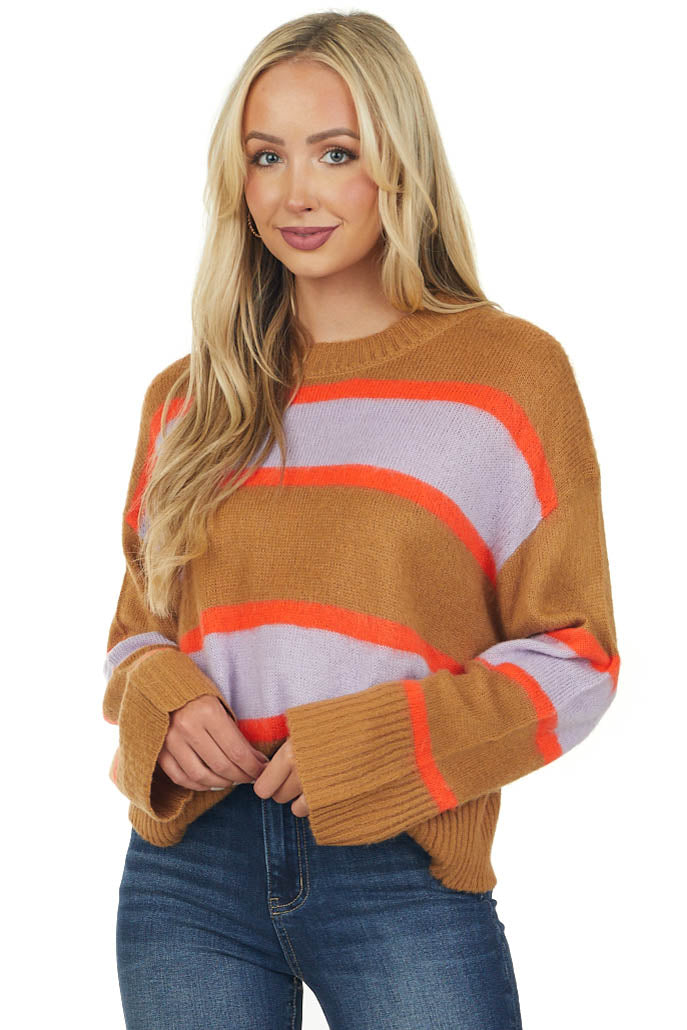 Spice Striped Colorblock Long Sleeve Knit Sweater