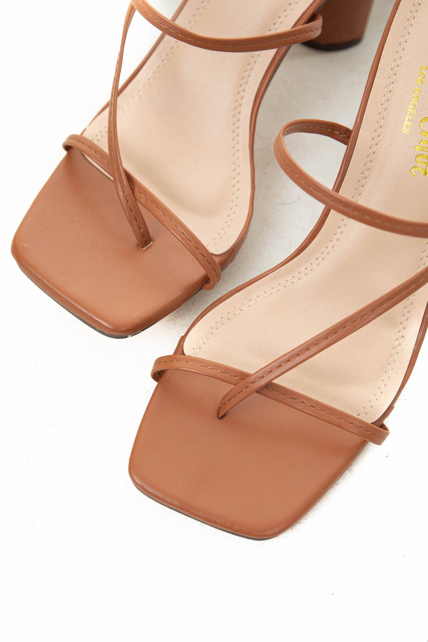 Spice Brown Square Toe Dainty Strap Heels