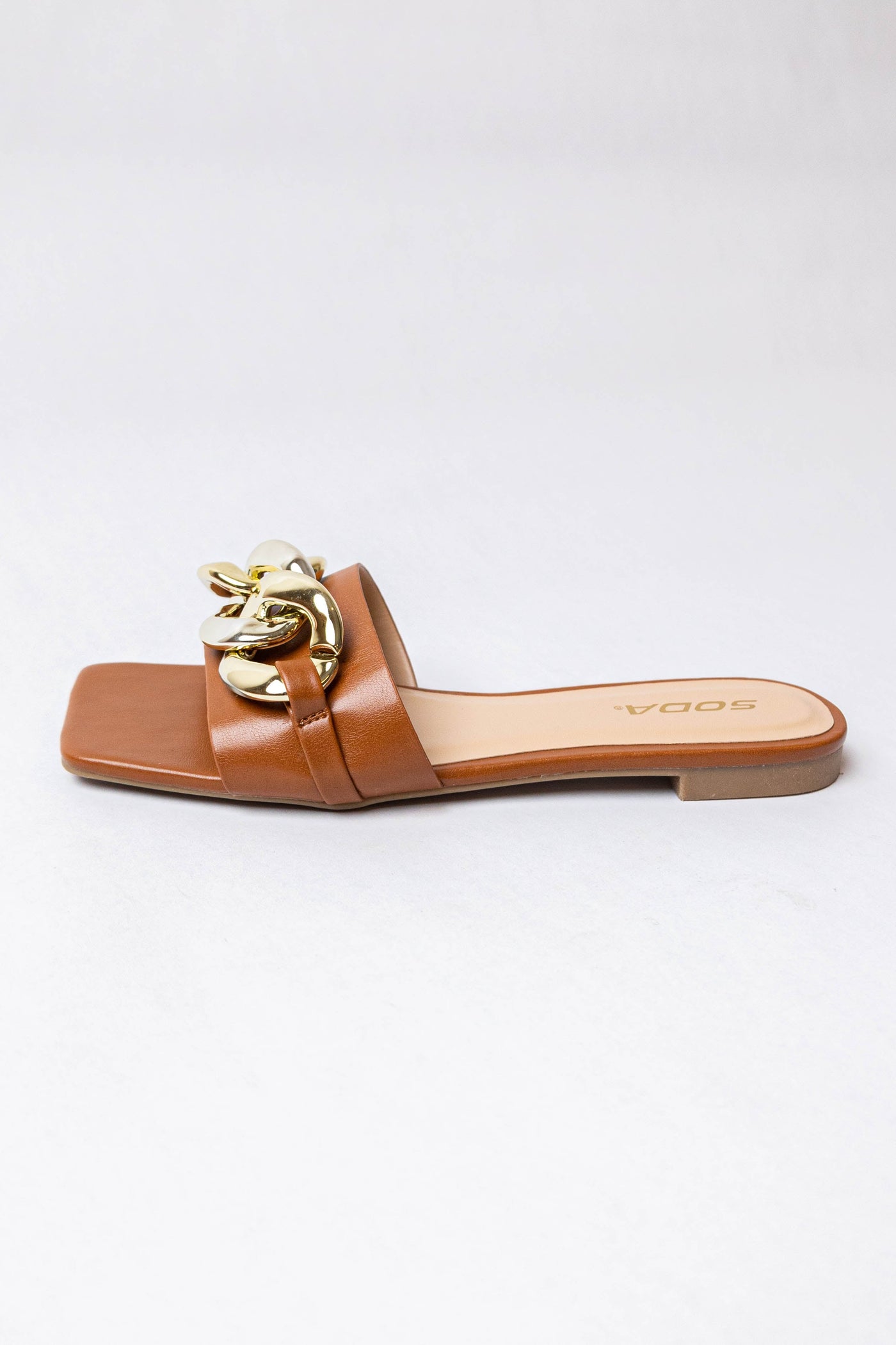 Spice Faux Leather Chain Detail Strap Sandals