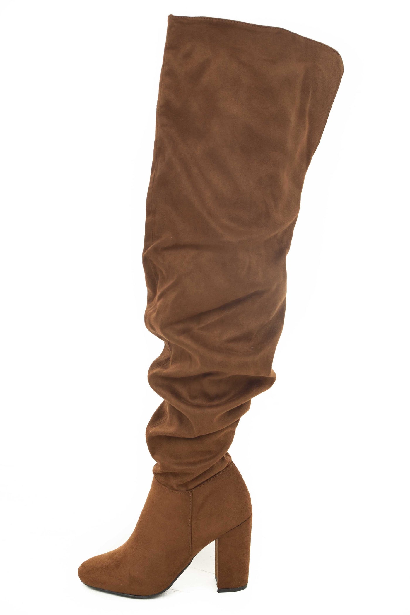 Spice Faux Suede Thigh High Scrunch Style Boots