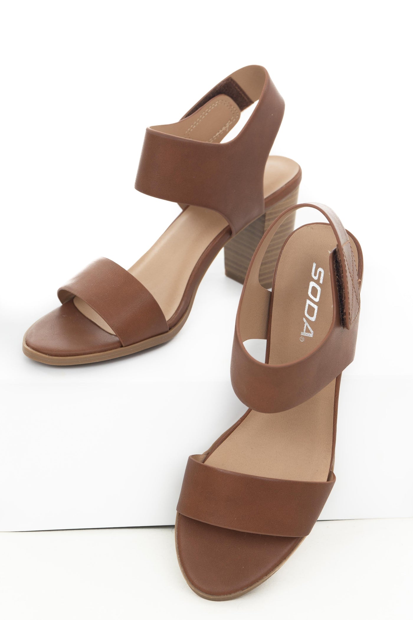 Spice Stacked Heels with Velcro Sling Back