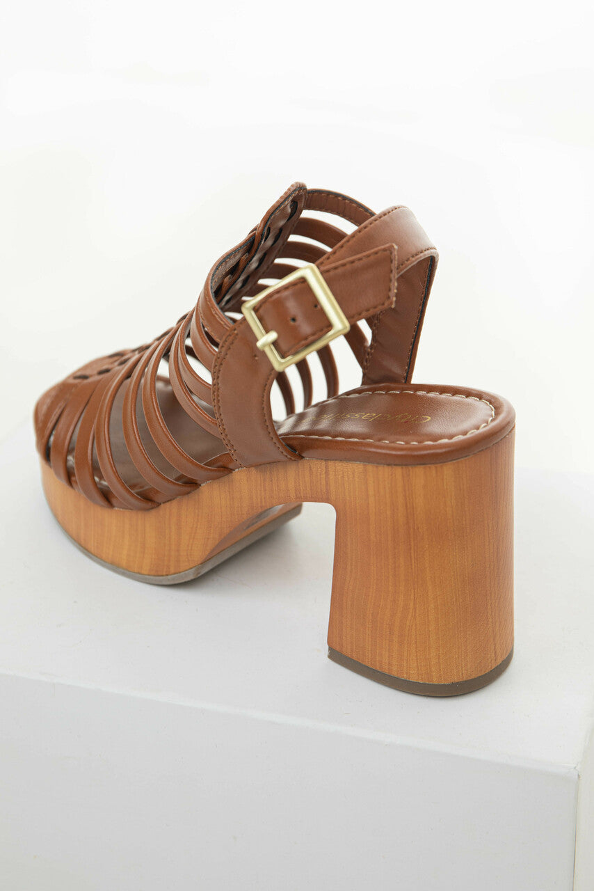 Spice Gladiator Square Toe Clog Platform Heels