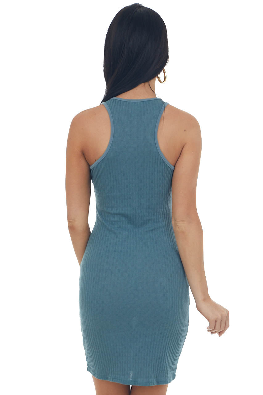Spruce Textured Ribbed Knit Bodycon Dress